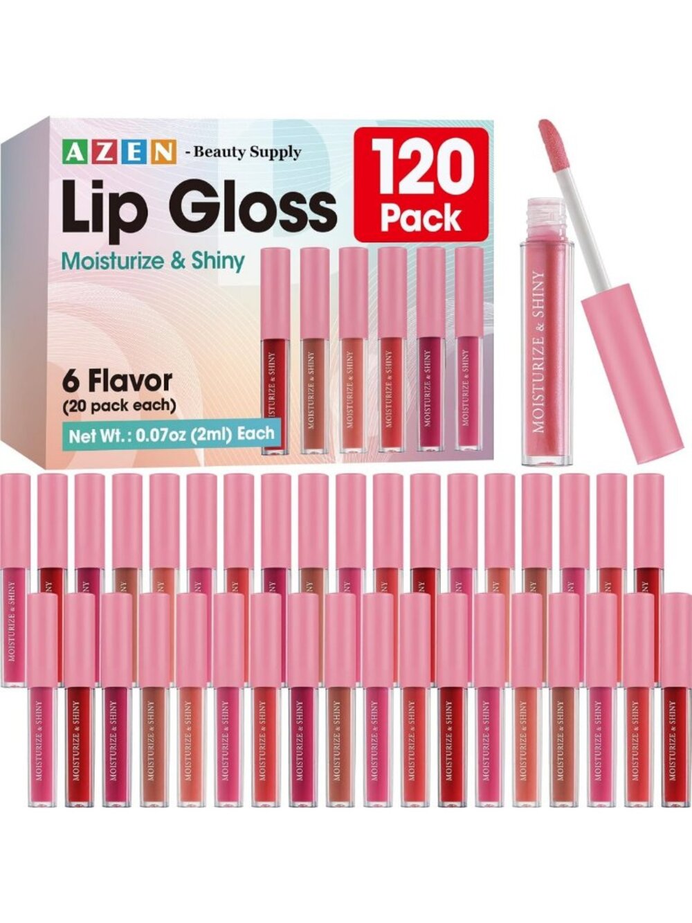 120 Pack Shimmery Lip Gloss Set for Women & Girls - Vibrant Colors, Bulk Beauty